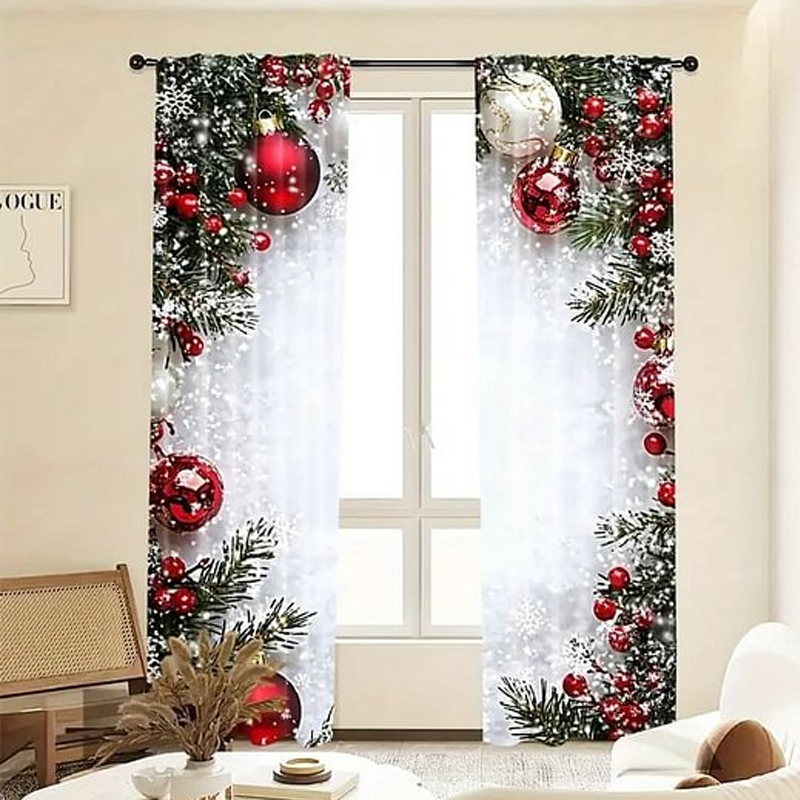 [Offre Black Friday 🎁] Rideaux de Noël douillets, lot de 2 – Créez une ambiance festive chez vous ! Profitez de 50 % de réduction ! 🎄