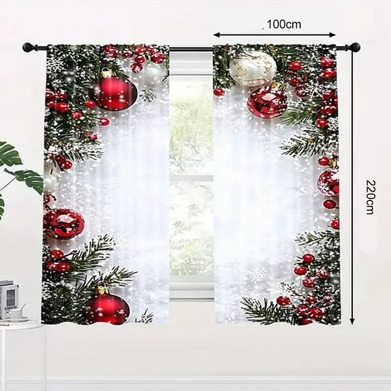 [Offre Black Friday 🎁] Rideaux de Noël douillets, lot de 2 – Créez une ambiance festive chez vous ! Profitez de 50 % de réduction ! 🎄