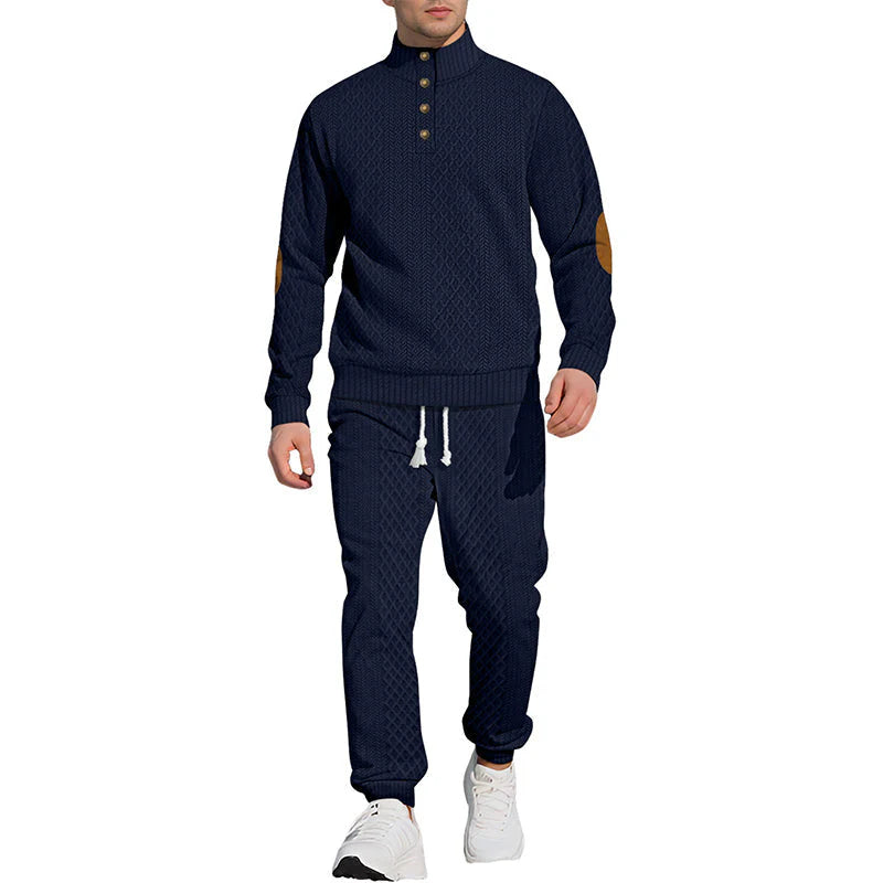 Ensemble décontracté en jacquard avec col montant et pantalon – style et confort réunis | Soldes Black Friday : -50 % ! 🖤