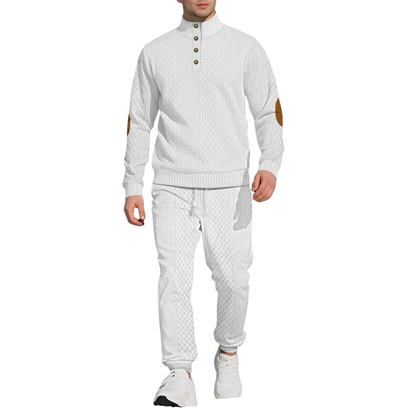Ensemble décontracté en jacquard avec col montant et pantalon – style et confort réunis | Soldes Black Friday : -50 % ! 🖤