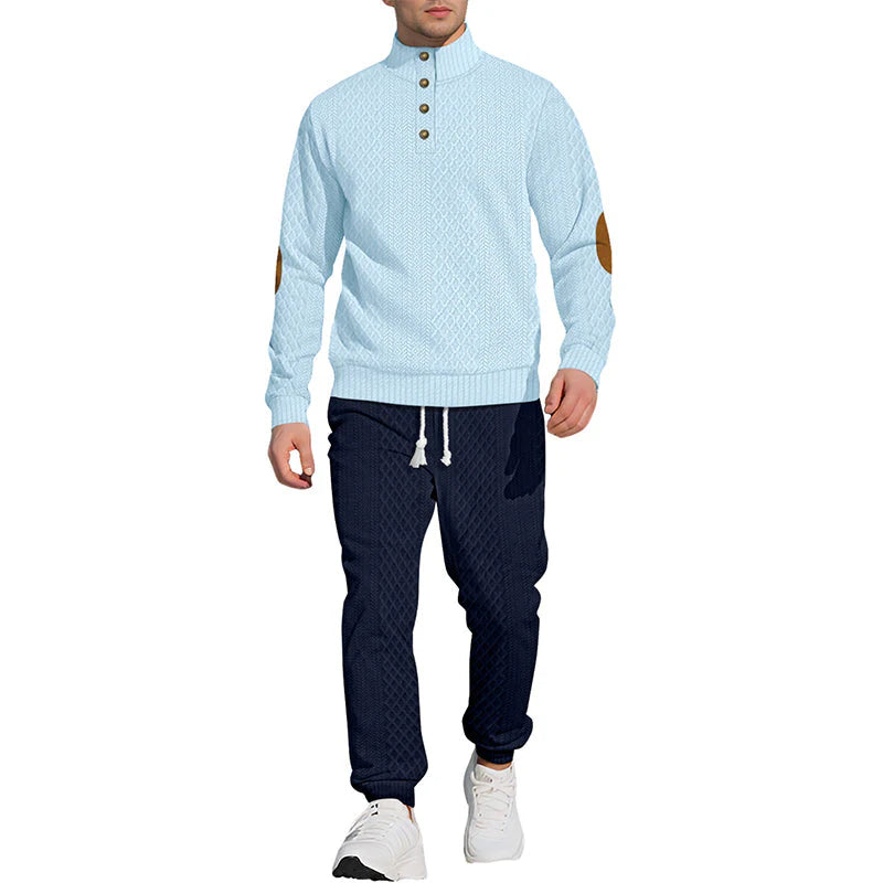 Ensemble décontracté en jacquard avec col montant et pantalon – style et confort réunis | Soldes Black Friday : -50 % ! 🖤