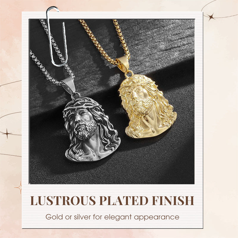 ⏳Offre limitée dans le temps : 50 % de réduction⏰Collier pendentif tête de Jésus✝️📿