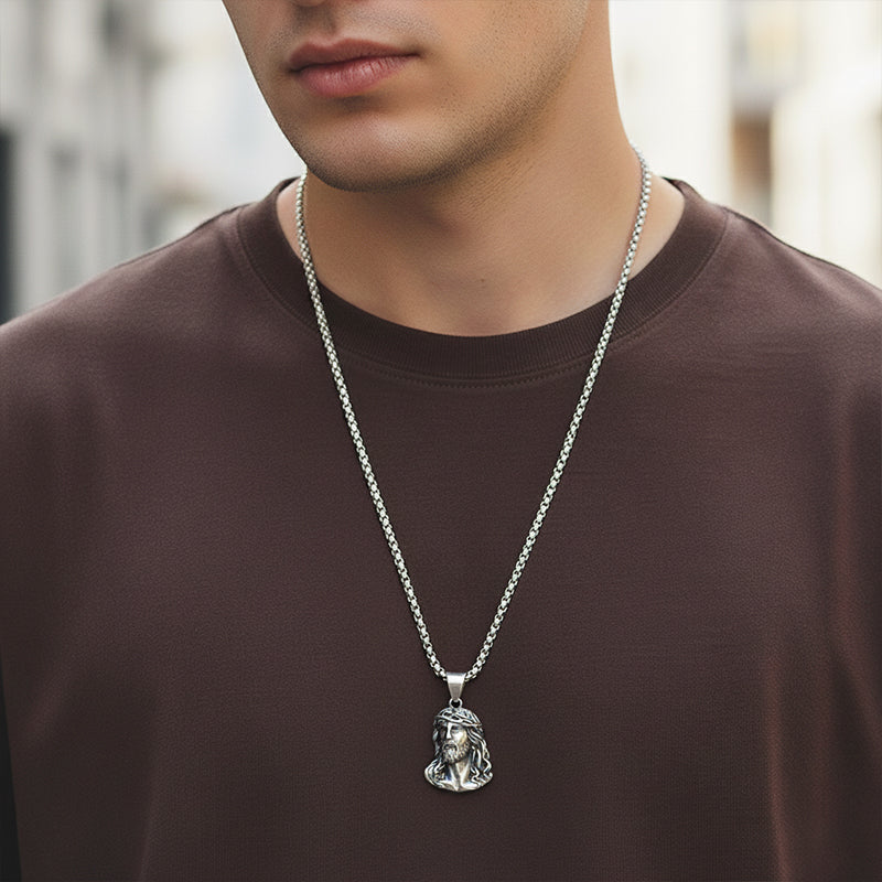 ⏳Offre limitée dans le temps : 50 % de réduction⏰Collier pendentif tête de Jésus✝️📿