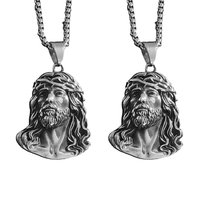 ⏳Offre limitée dans le temps : 50 % de réduction⏰Collier pendentif tête de Jésus✝️📿