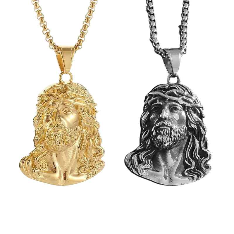 ⏳Offre limitée dans le temps : 50 % de réduction⏰Collier pendentif tête de Jésus✝️📿