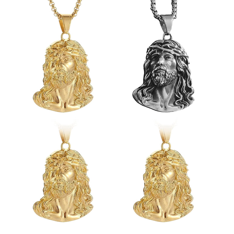 ⏳Offre limitée dans le temps : 50 % de réduction⏰Collier pendentif tête de Jésus✝️📿