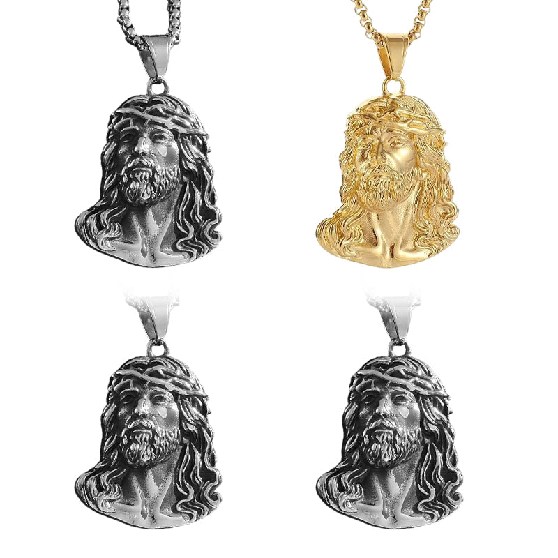 ⏳Offre limitée dans le temps : 50 % de réduction⏰Collier pendentif tête de Jésus✝️📿