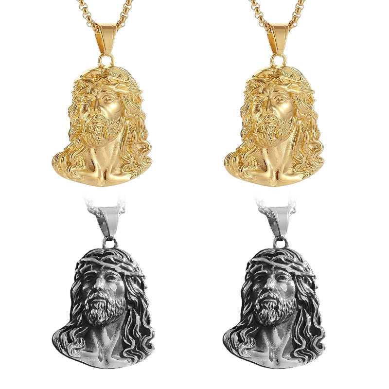 ⏳Offre limitée dans le temps : 50 % de réduction⏰Collier pendentif tête de Jésus✝️📿