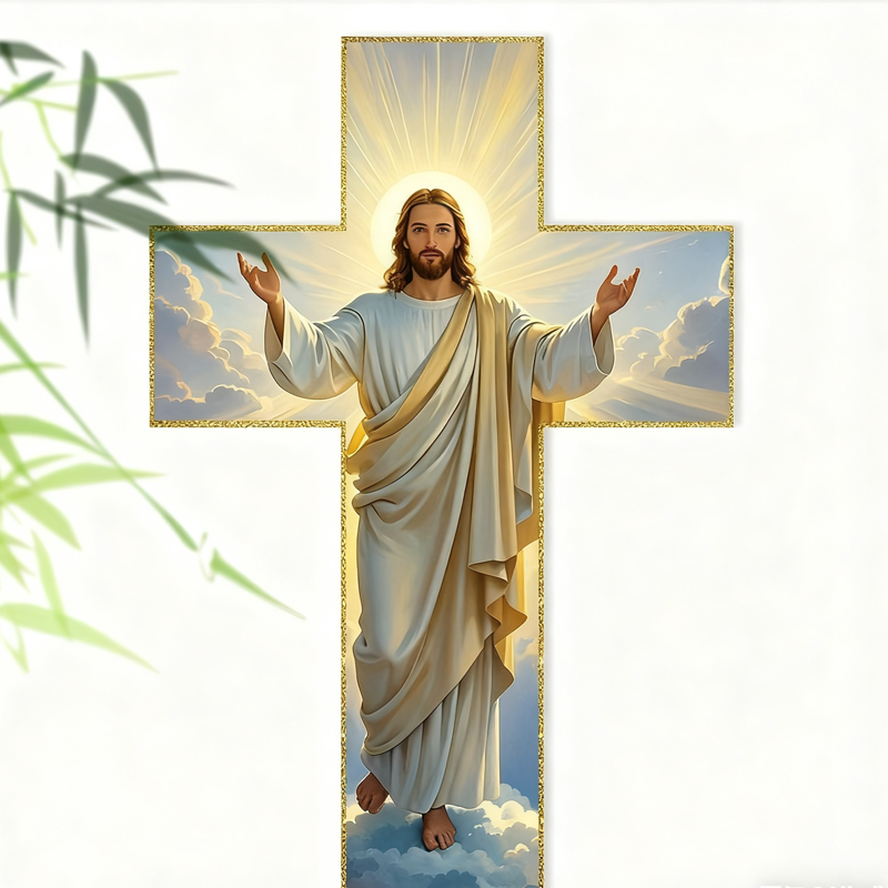 Croix ornée d'un motif de Jésus – Décoration murale spirituelle à forte signification religieuse | SOLDES BLACK FRIDAY : -50 % ! 🙏✨