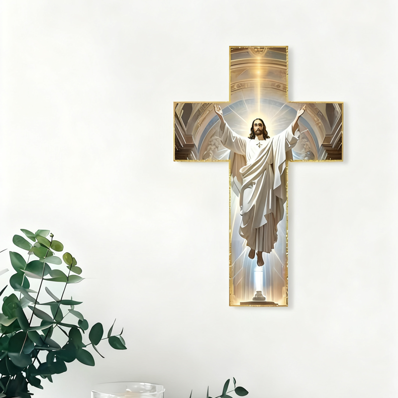 Croix ornée d'un motif de Jésus – Décoration murale spirituelle à forte signification religieuse | SOLDES BLACK FRIDAY : -50 % ! 🙏✨
