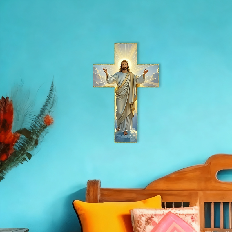Croix ornée d'un motif de Jésus – Décoration murale spirituelle à forte signification religieuse | SOLDES BLACK FRIDAY : -50 % ! 🙏✨