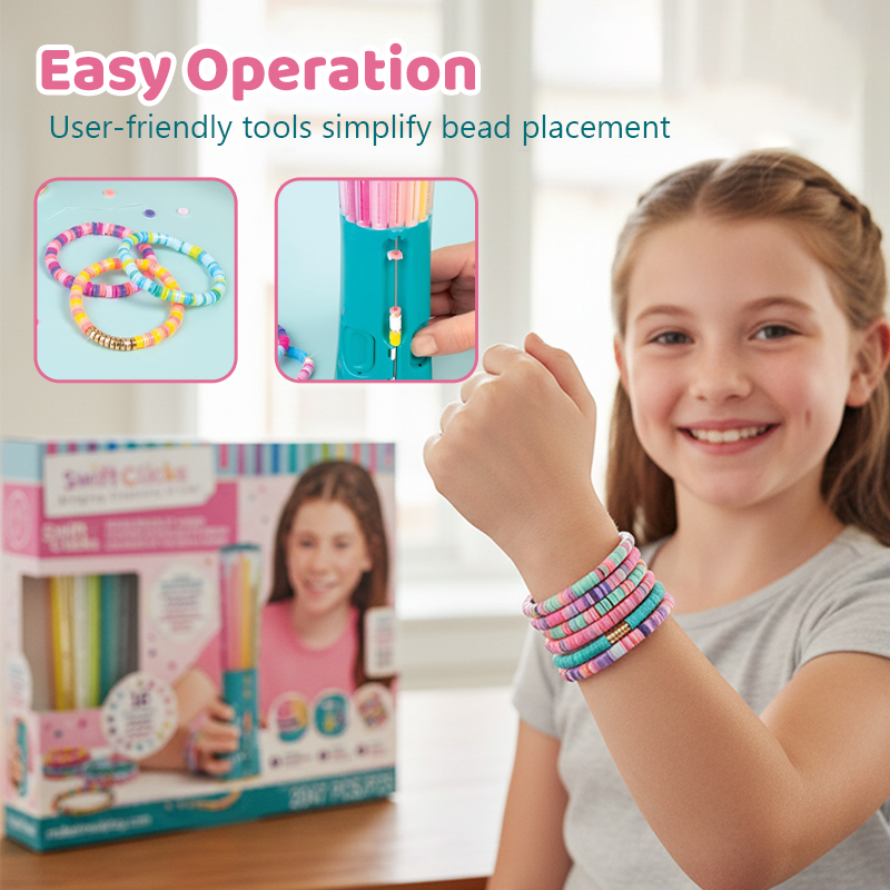 [🔥Le meilleur cadeau de Noël - 50 % de réduction !] Kit de création de bracelets Quick-Click pour enfants 🎀 – Créativité, amusement et idée cadeau en un !