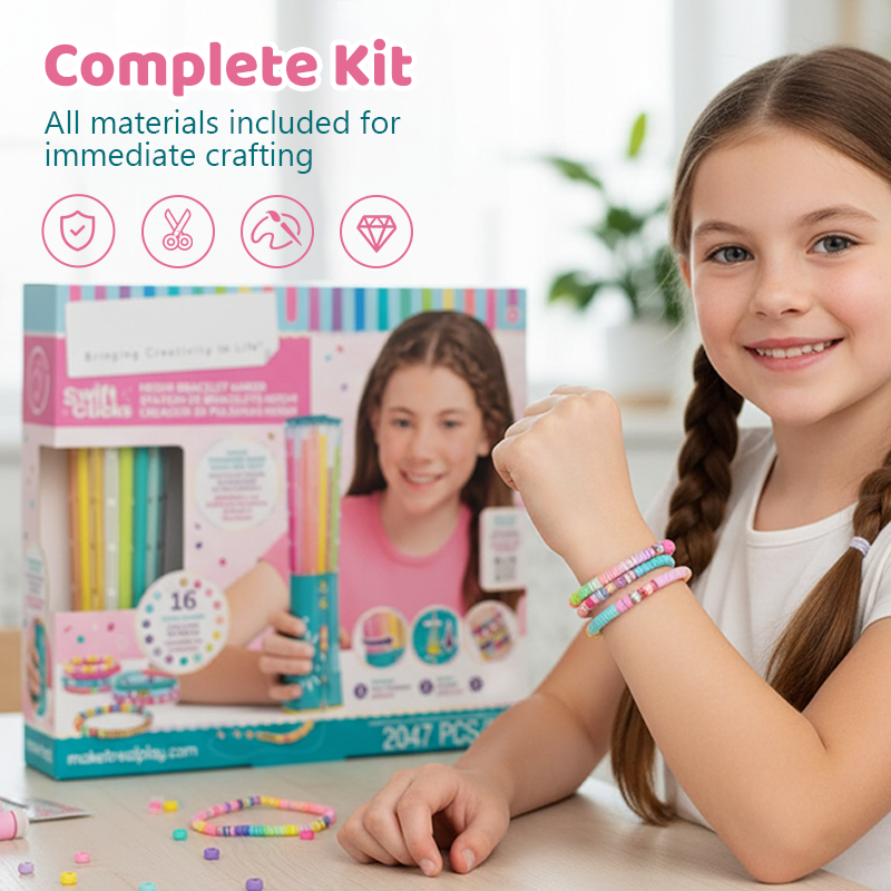 [🔥Le meilleur cadeau de Noël - 50 % de réduction !] Kit de création de bracelets Quick-Click pour enfants 🎀 – Créativité, amusement et idée cadeau en un !