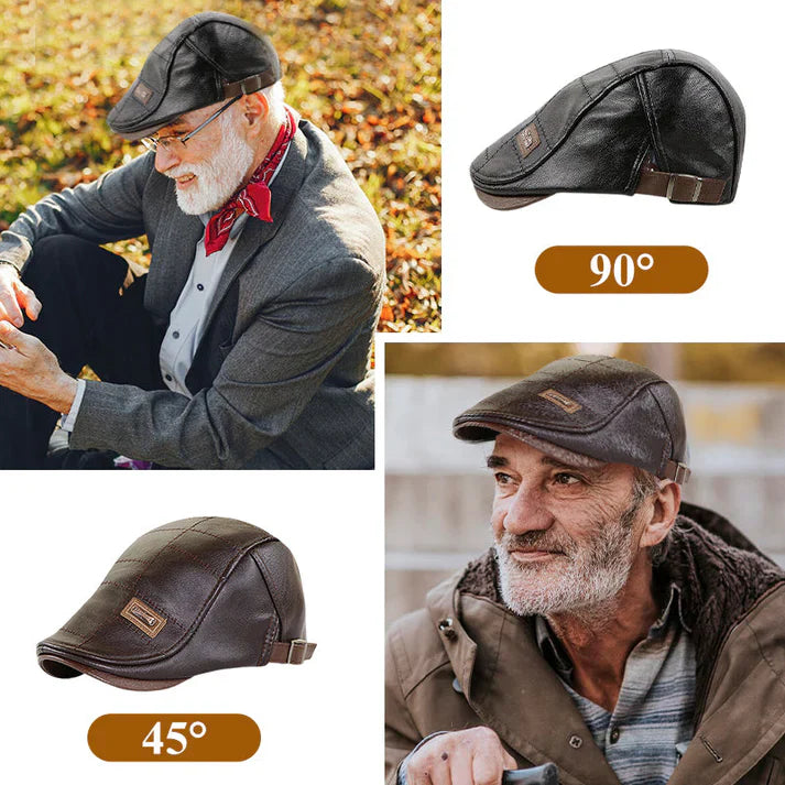 🎄 Kuschelwohl™ Leder-Beret – Winterwarme Herrenmütze | Weihnachtsrabatt Jetzt –40% 🎁