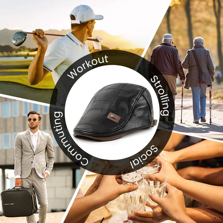 🎄 Kuschelwohl™ Leder-Beret – Winterwarme Herrenmütze | Weihnachtsrabatt Jetzt –40% 🎁