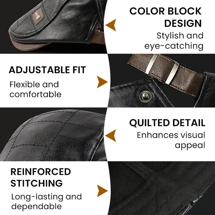 🎄 Kuschelwohl™ Leder-Beret – Winterwarme Herrenmütze | Weihnachtsrabatt Jetzt –40% 🎁