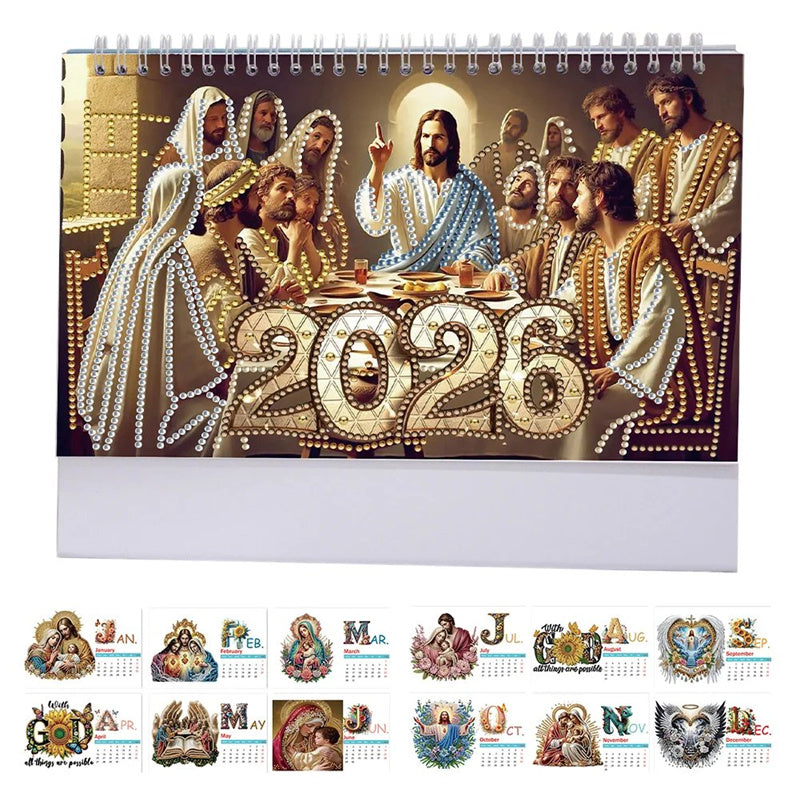 🎁Dernier jour ! 50 % de réduction 🗓️ Calendrier de bureau debout 2026, peinture diamant à faire soi-même