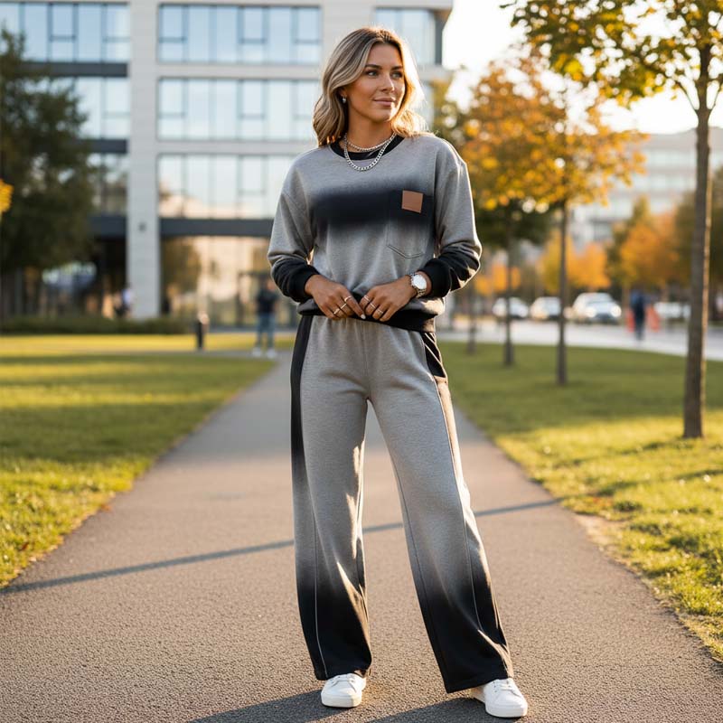 🔥Offre spéciale – Ensemble décontracté femme à dégradé : haut et pantalon