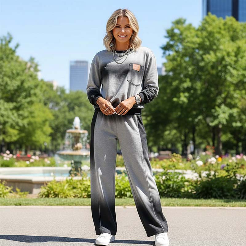 🔥Offre spéciale – Ensemble décontracté femme à dégradé : haut et pantalon