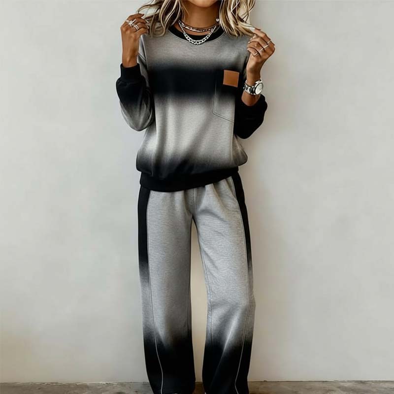 🔥Heißes Angebot – Lässiges Damen-Set mit Farbverlauf: Oberteil und Hose