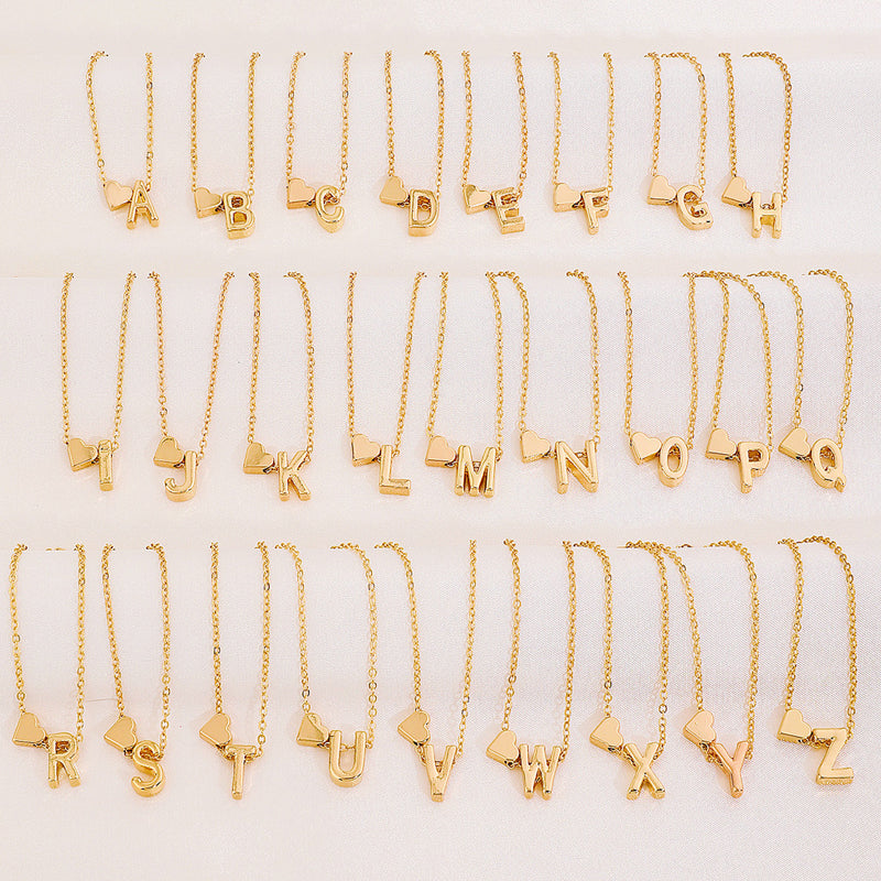 Collier initial plaqué or avec cœur – Bijou personnalisé de A à Z 💖 | Jusqu'à 50 % de réduction pour le Black Friday et Noël ! Sans frais cachés !