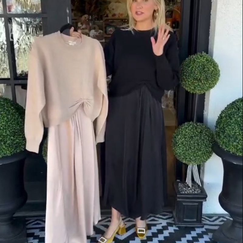 ✨ Bestseller-Zweiteiler für Damen – Top mit Knotenverschluss & fließendes Maxikleid 🌸