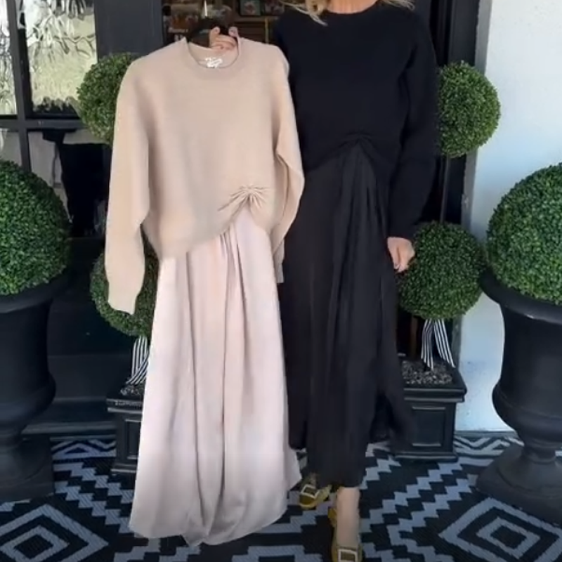 ✨ Ensemble deux pièces best-seller pour femme : haut à nouer et robe maxi fluide 🌸
