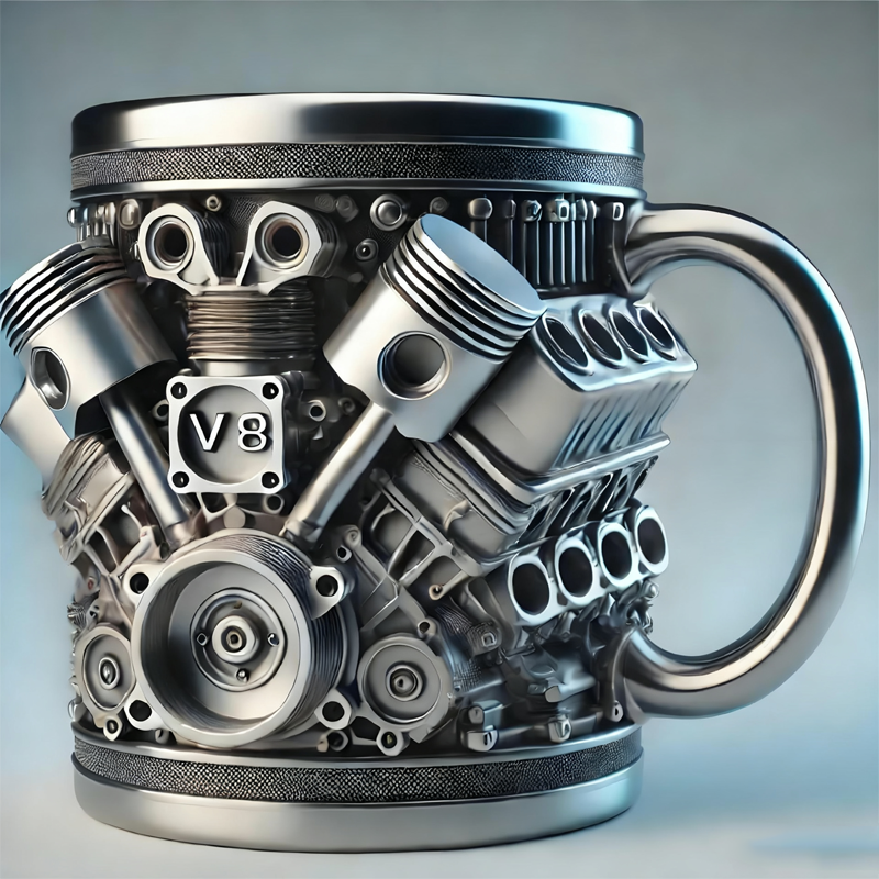 🎁 Ventes du Black Friday et de Noël – Mug design moteur 3D – Le cadeau idéal pour les passionnés de voitures et de technologie ! 🚗☕