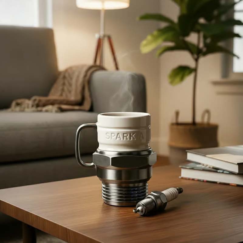 Mug créatif en forme de bougie d'allumage – Le cadeau idéal pour les passionnés de voitures 🚗🔥