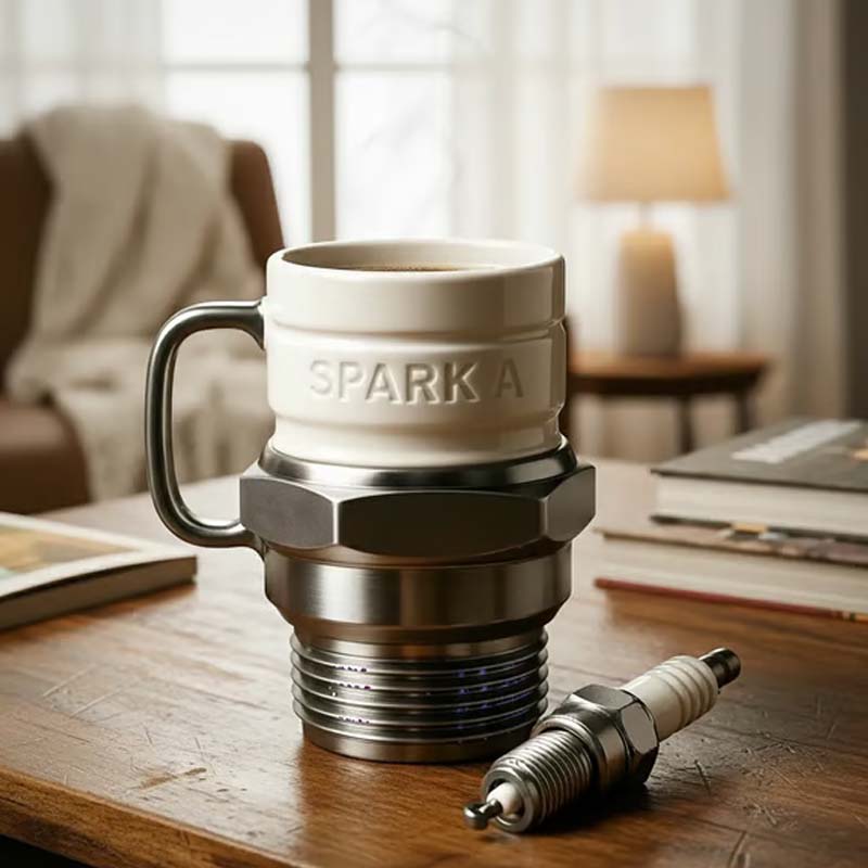 Mug créatif en forme de bougie d'allumage – Le cadeau idéal pour les passionnés de voitures 🚗🔥
