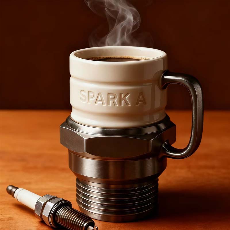 Mug créatif en forme de bougie d'allumage – Le cadeau idéal pour les passionnés de voitures 🚗🔥