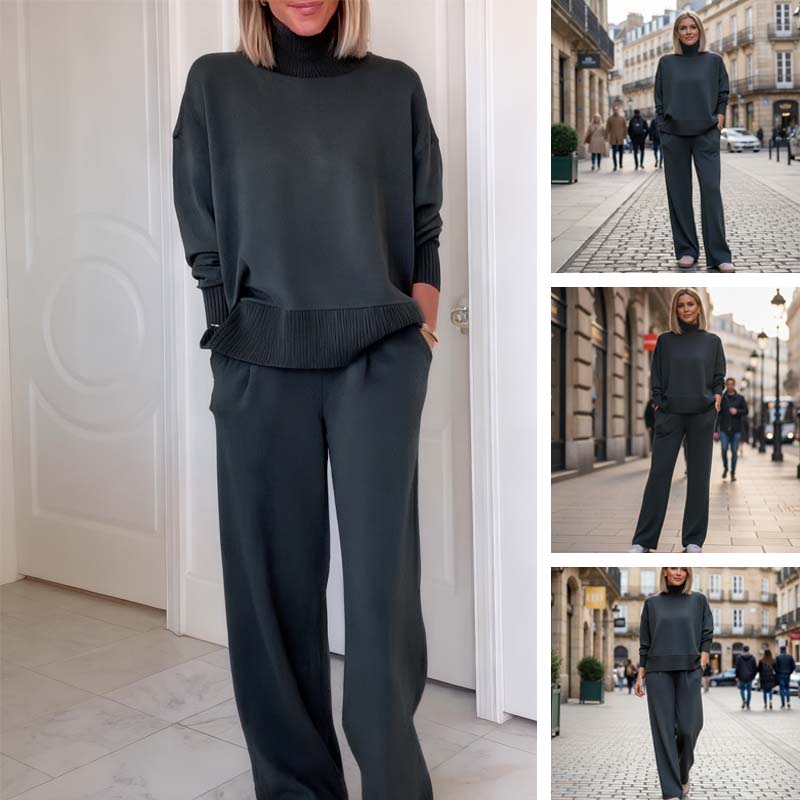 🔥Méga offre du Black Friday ! – 50 % de réduction !🔥Ensemble de détente en maille pour femme avec col roulé