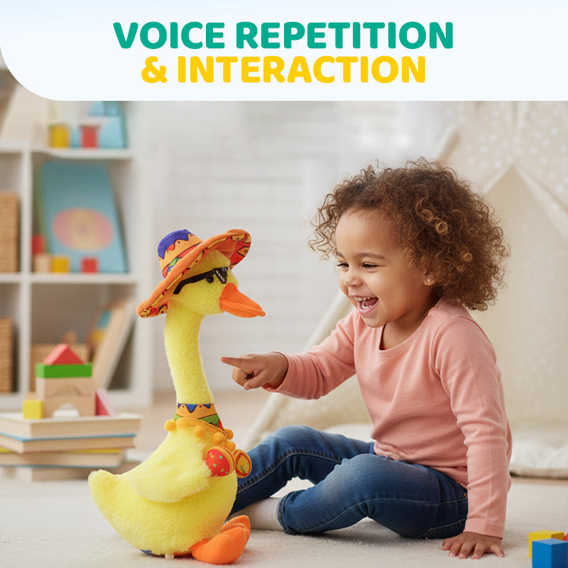 Peluche canard interactive parlante et dansante 