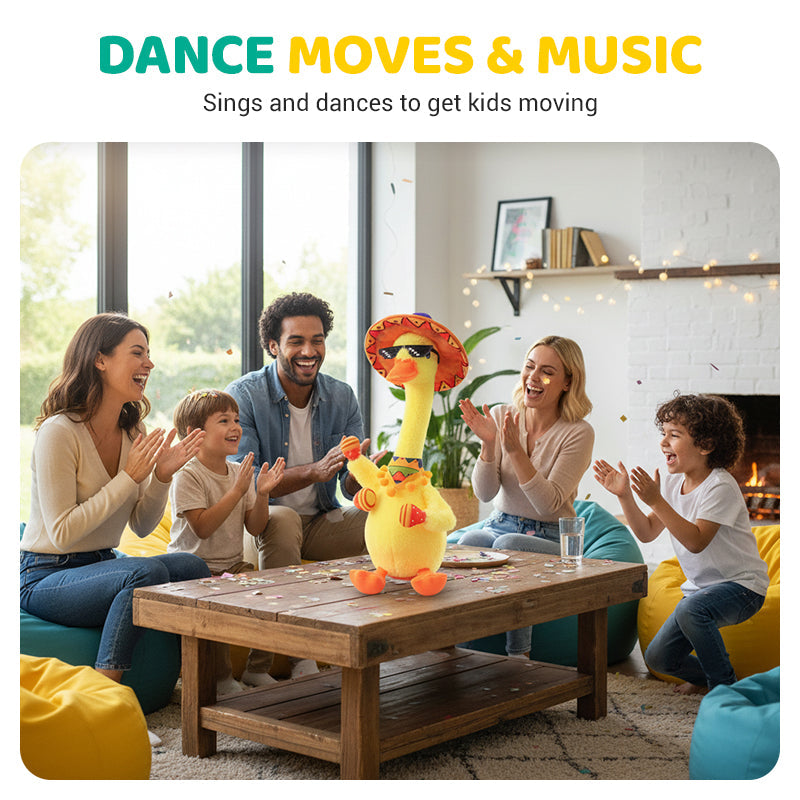 Peluche canard interactive parlante et dansante 