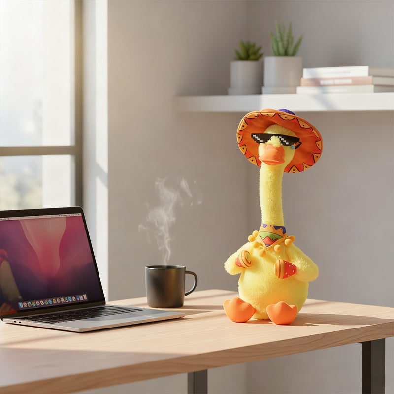 Peluche canard interactive parlante et dansante 
