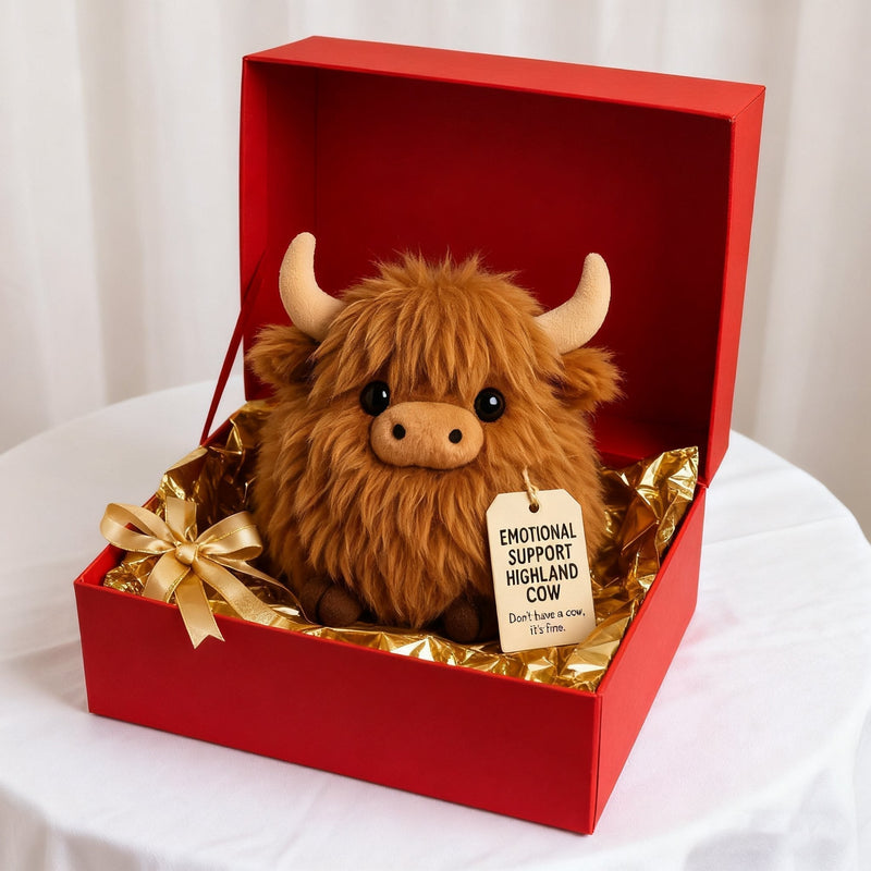 🔥Soldes de Noël : 50 % de réduction !!🔥🔥 Peluche vache Highland à soutien émotionnel🎉 