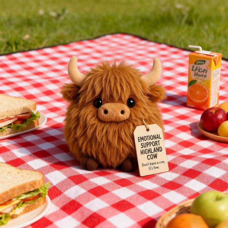 🔥Soldes de Noël : 50 % de réduction !!🔥🔥 Peluche vache Highland à soutien émotionnel🎉 