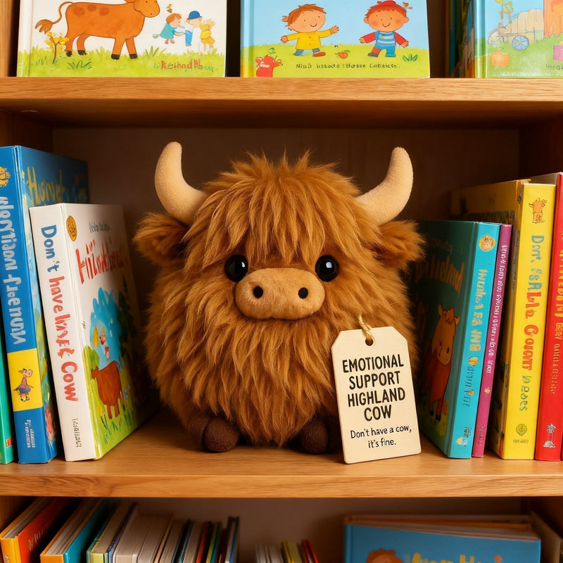 🔥Soldes de Noël : 50 % de réduction !!🔥🔥 Peluche vache Highland à soutien émotionnel🎉 