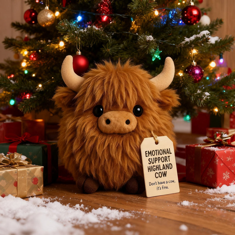 🔥Soldes de Noël : 50 % de réduction !!🔥🔥 Peluche vache Highland à soutien émotionnel🎉 