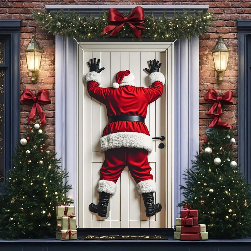 Bannière décorative de porte de Noël – Décoration de porte amusante avec le Père Noël pour une maison festive 🎁