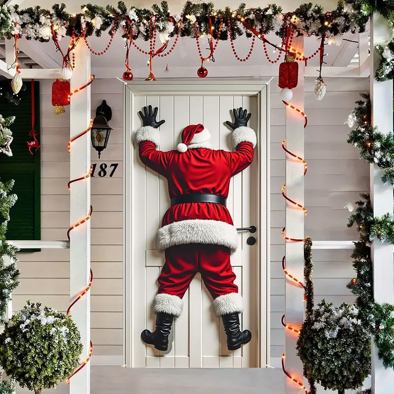 Bannière décorative de porte de Noël – Décoration de porte amusante avec le Père Noël pour une maison festive 🎁