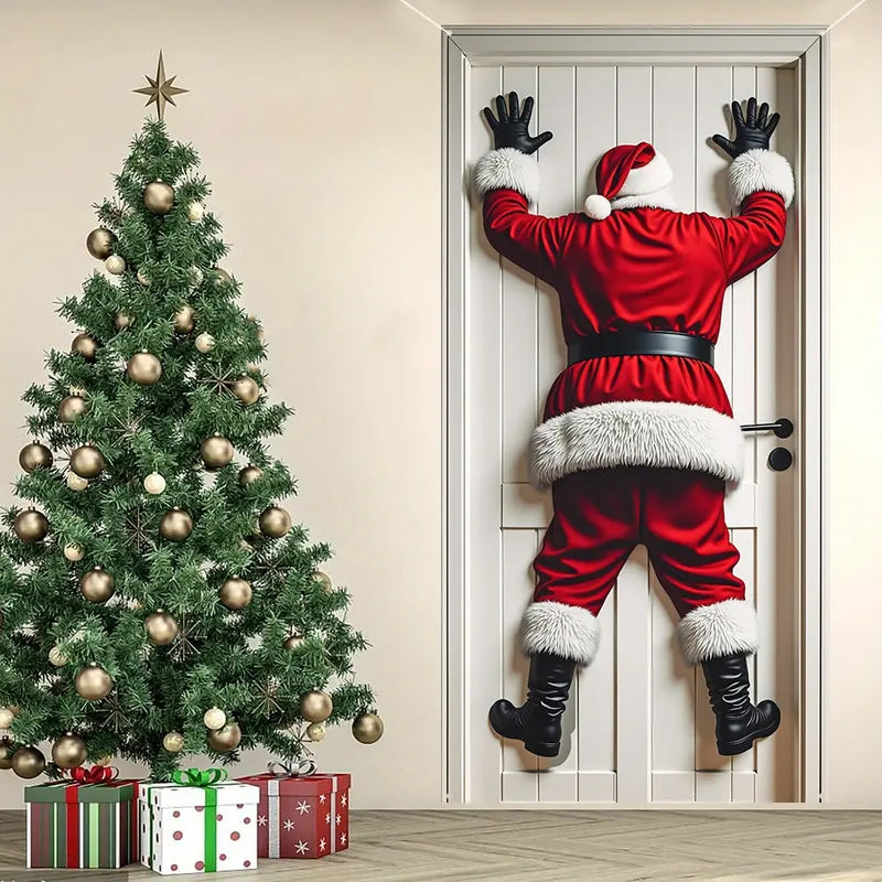 Bannière décorative de porte de Noël – Décoration de porte amusante avec le Père Noël pour une maison festive 🎁