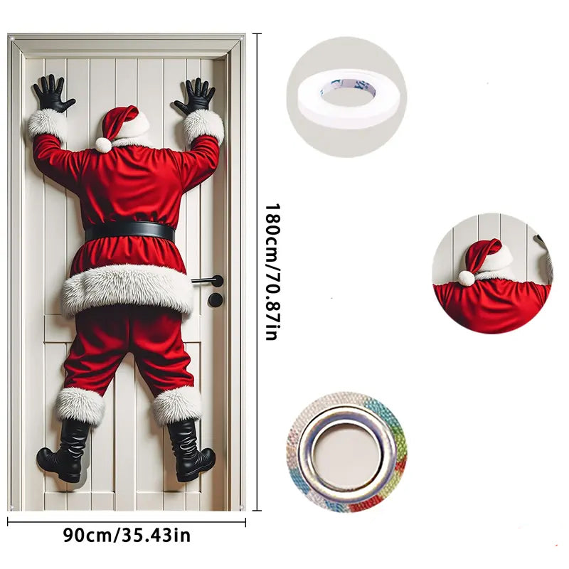 Bannière décorative de porte de Noël – Décoration de porte amusante avec le Père Noël pour une maison festive 🎁