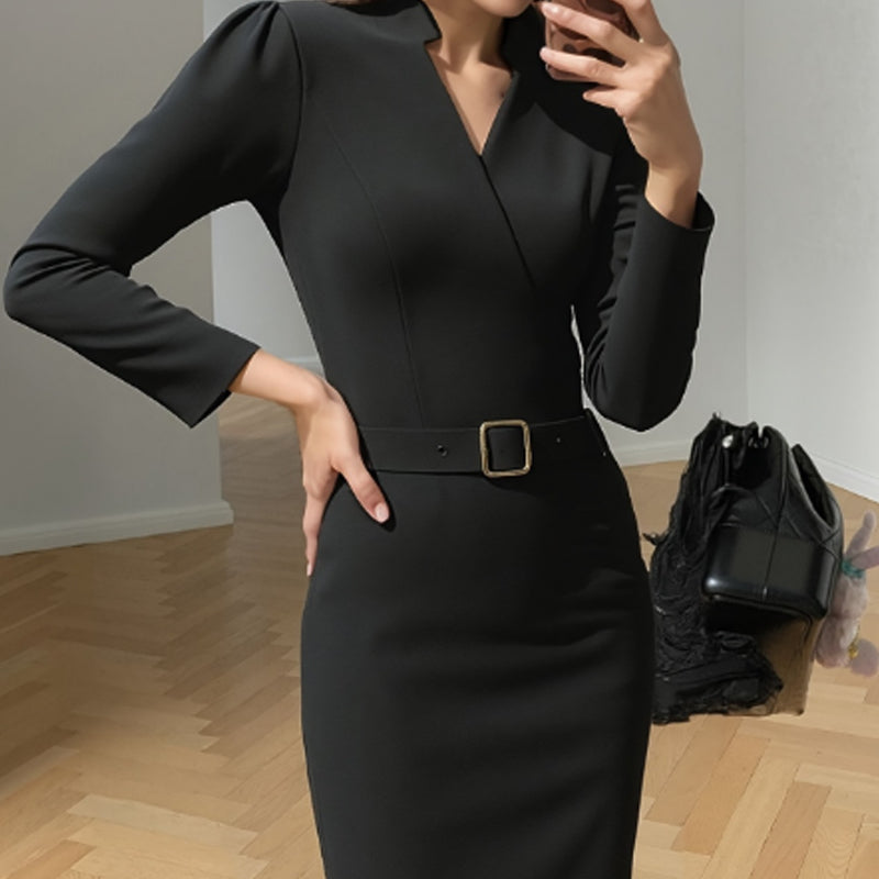 ✨Robe élégante et ajustée Cozy Comfort™ à col en V – Parfaite pour l'hiver et les fêtes | Jusqu'à 40 % de réduction pour Noël 🎁
