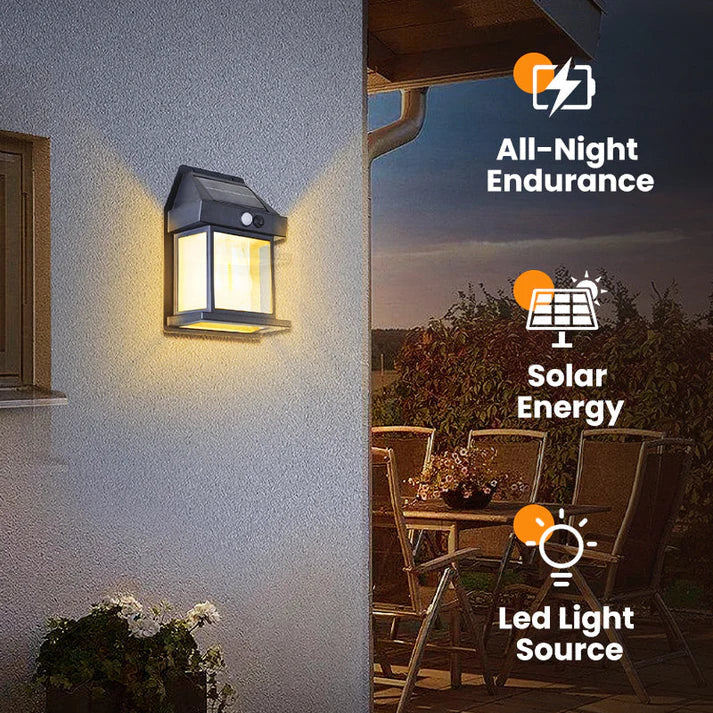 ✨ Kuschelwohl™ Solar-Wandleuchte mit Bewegungssensor – Warme Wolfram-Optik | Kaufen Sie 2, Erhalten Sie 1 Gratis 🎁