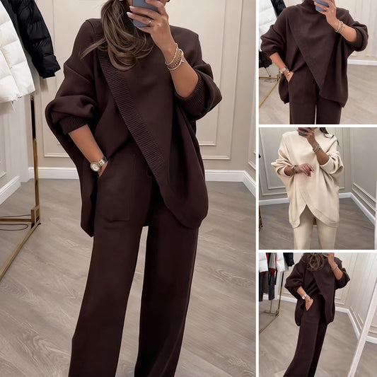✨ Ensemble tricot oversize Cozy Comfort™ pour femme – Pull et pantalon | 2 pièces | En solde pour Noël –40 % 🎁
