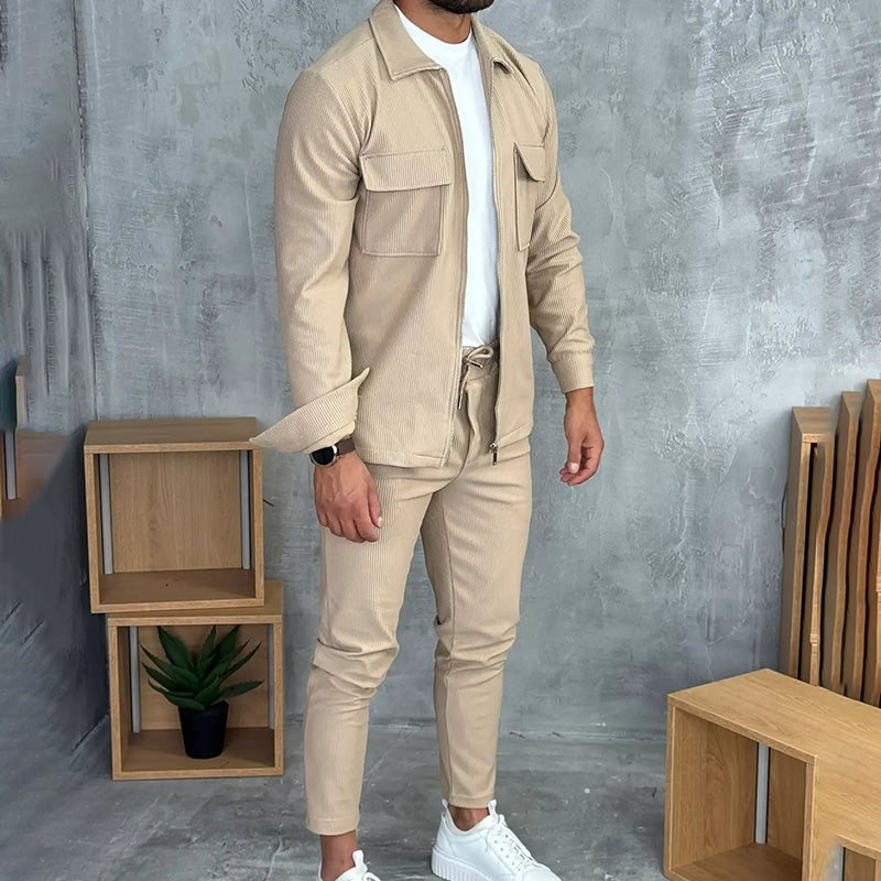Minimalistisches Herren-Jacket und -Hose, 2-teiliges Set
