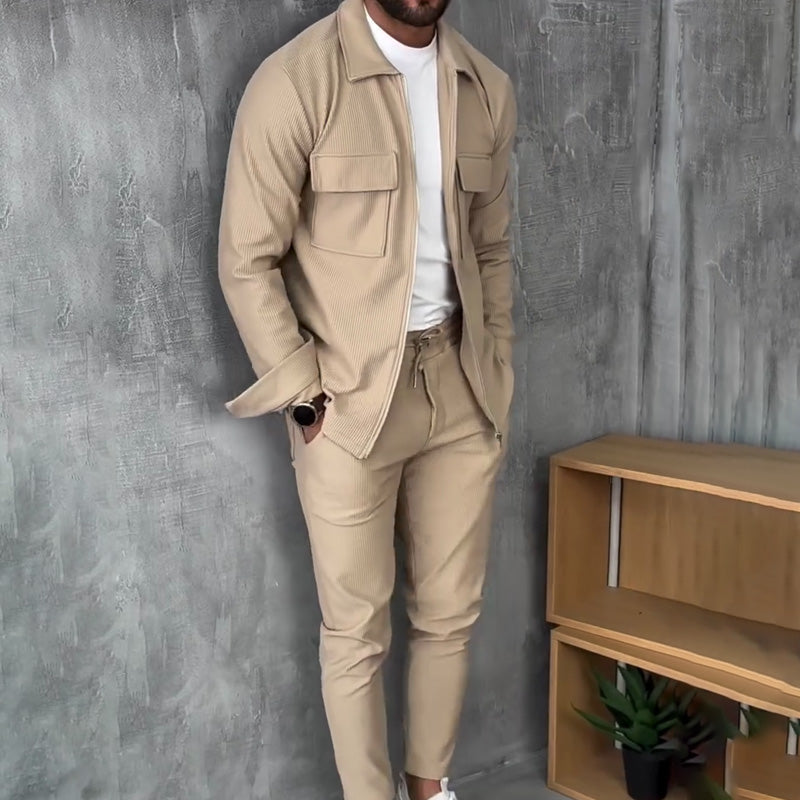 Minimalistisches Herren-Jacket und -Hose, 2-teiliges Set
