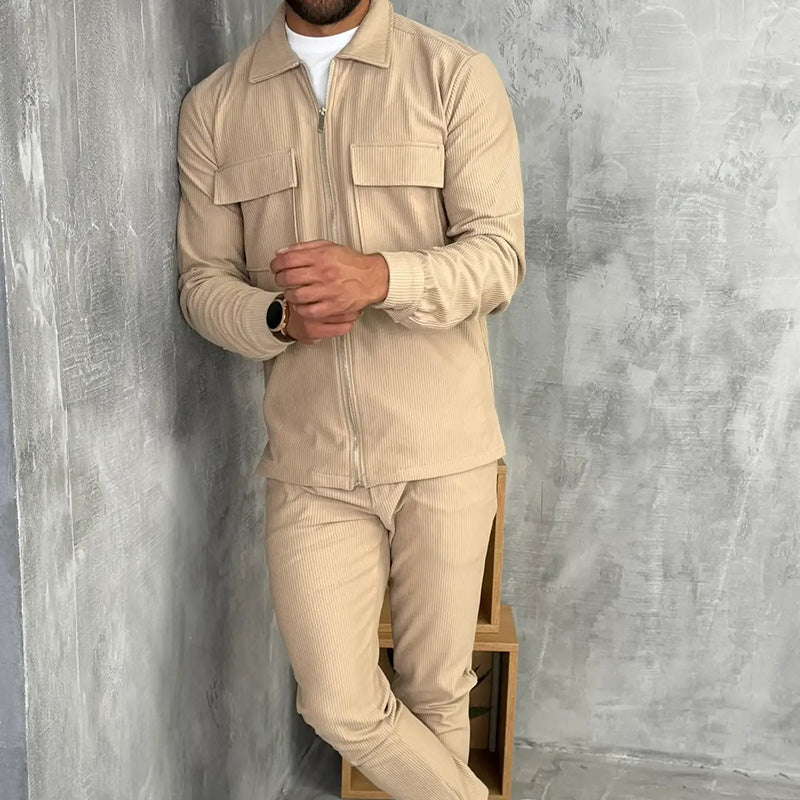 Minimalistisches Herren-Jacket und -Hose, 2-teiliges Set