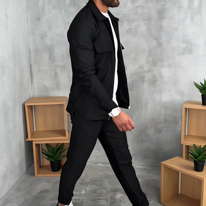 Minimalistisches Herren-Jacket und -Hose, 2-teiliges Set